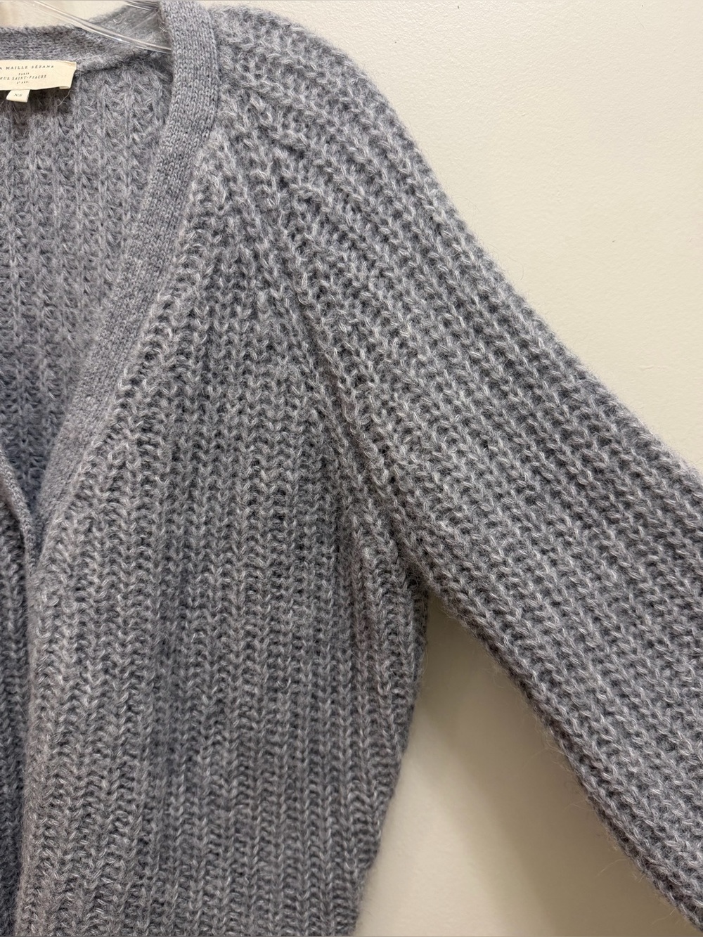 Sezane Basile Cardigan V Neck Alpaca Wool Gray Size XS - Picture 5 of 10